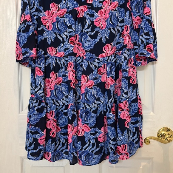 Lilly Pulitzer Gabriel Floral Tiered Mini Dress in Low Tide Navy Size 00 - Picture 5 of 9